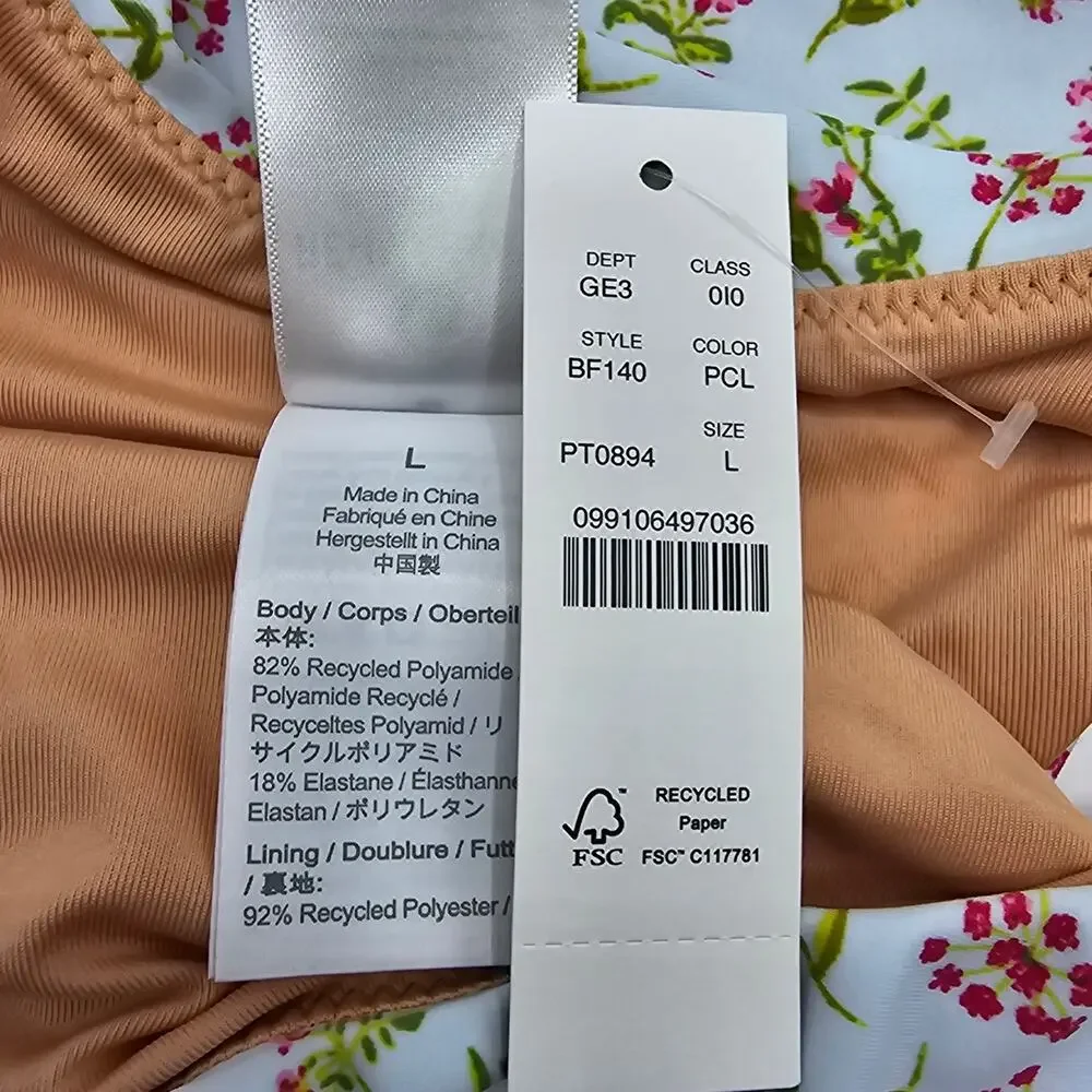 J. Crew Womans size L Curved Waist Bikini Bottom Cloud Meadow Floral Cheeky NEW